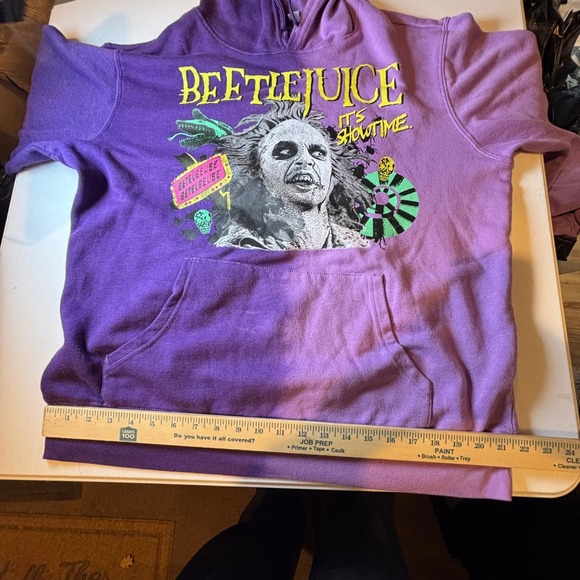 Beetlejuice It's Showtime Graphic Hoodie Purple Faded Colorblock Pullover Large - Picture 5 of 10